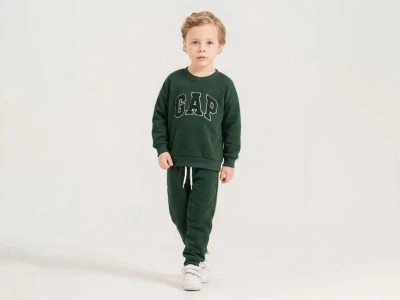 Toptan HARBY Gap Baskalı Şardonlu 3 İp Unisex Takım HAKİ - Beniz Bebe