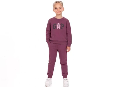 Toptan CMK Gap Nakışlı 3 İp Şardonlu Kız Takım  MÜRDÜM - Beniz Bebe