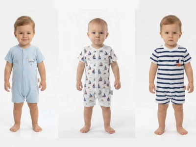 Gemi Baskılı Erkek Bebe Tulum