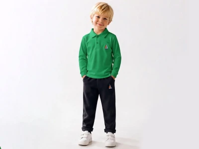 Toptan PALM LİFE Gemi Nakışlı Erkek Takım  - Toptan Çocuk Giyim Beniz Kids