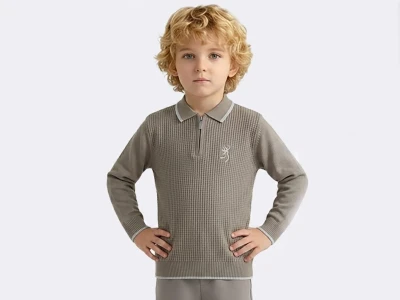 Toptan METEX Geyik Armalı Triko Polo Yaka Erkek Sweat  - Toptan Çocuk Giyim Beniz Kids