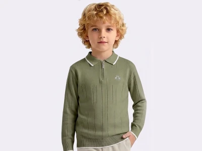 Toptan METEX Geyik Baskılı Triko Polo Yaka Erkek Sweat  - Toptan Çocuk Giyim Beniz Kids