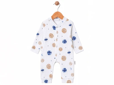 Toptan SÜPERMİNİ  Gezegen Desenli Erkek Bebe Tulum - Toptan Çocuk Giyim Beniz Kids