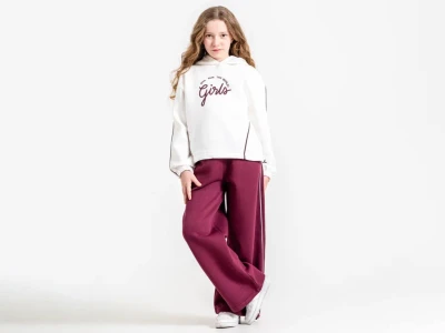 Toptan ÖZ BEBE Girls Detay Şardonlu 3 İp Kız Takım - Toptan Çocuk Giyim Beniz Kids