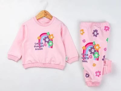 Toptan COMİX Gökkuşağı Desenli Kız Bebek Takım - Toptan Çocuk Giyim Beniz Kids