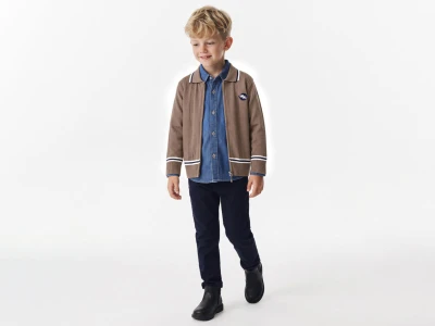 Toptan YAVRUCAK Gömlekli 3' lü Erkek Çocuk Takım - Toptan Çocuk Giyim Beniz Kids