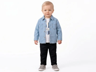 Toptan ORYEDA Gömlekli 3'lü Erkek Bebek Takım - Toptan Çocuk Giyim Beniz Kids