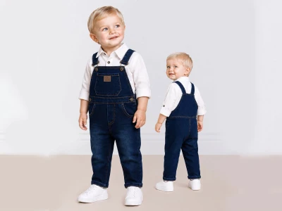 Toptan ORYEDA Gömlekli Cepli Erkek Bebek Kot Salopet Set - Toptan Çocuk Giyim Beniz Kids
