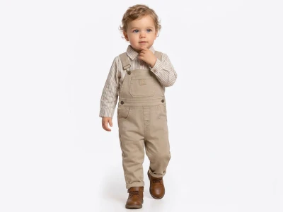 Toptan ORYEDA Gömlekli Erkek Bebek Tulum Takım CAMEL - Beniz Bebe