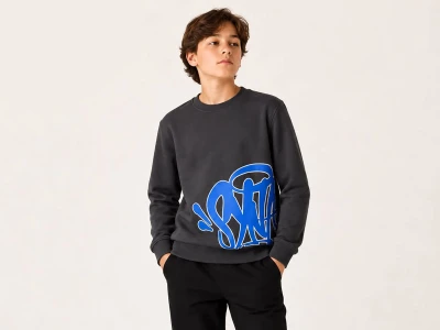 Toptan ALC TEKSTİL Grafiti Baskılı Oysho Erkek Sweat  FÜME - Beniz Bebe