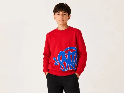 Toptan ALC TEKSTİL Grafiti Baskılı Oysho Erkek Sweat  KIRMIZI - Beniz Bebe