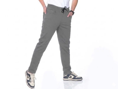 Gri Renk Düz Paça Unisex Keten Okul Pantolon 