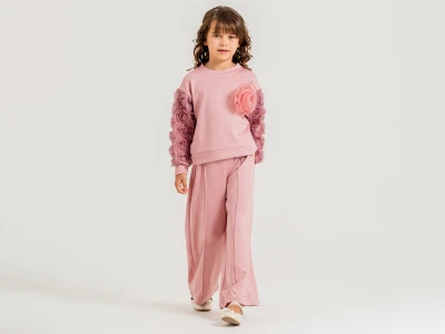 Toptan ALPİDS Gül Detaylı Oysho Kız Takım - Toptan Çocuk Giyim Beniz Kids