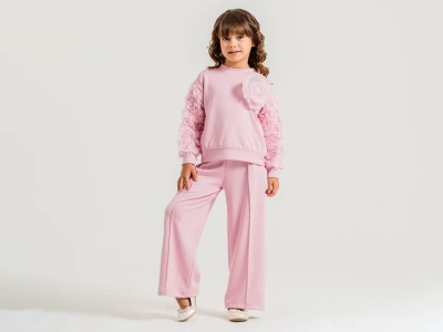 Toptan ALPİDS Gül Detaylı Oysho Kız Takım PEMBE - Beniz Bebe