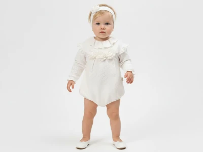 Güllü Nakışlı Kız Bebe Romper