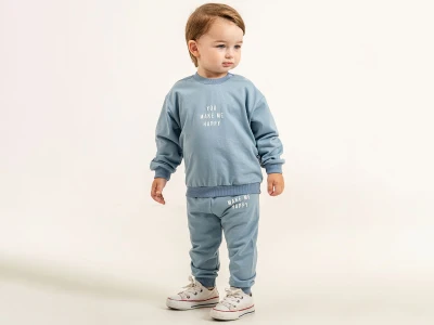 Toptan ÇITIR KİDS Happy Baskılı Erkek Bebe Takım  - Toptan Çocuk Giyim Beniz Kids