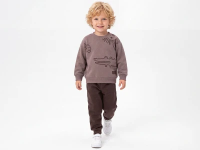 Toptan FEELY KİDS Hayvan Baskılı 3 İp Şardonlu Erkek Takım  - Toptan Çocuk Giyim Beniz Kids