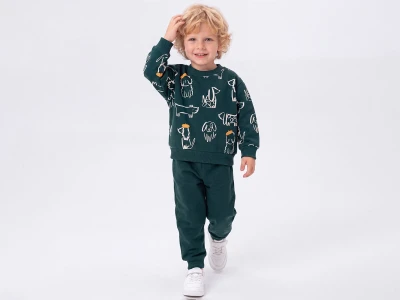 Toptan FEELY KİDS Hayvan Baskılı 3 İp Şardonlu Erkek Takım  - Toptan Çocuk Giyim Beniz Kids