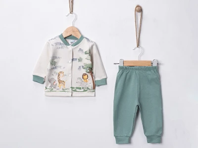 Hayvan Baskılı Unisex Bebe Pijama Takım