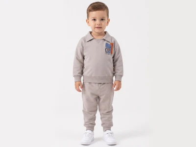 Toptan VOVİDO Hayvan Baskılı Erkek Bebe Takım - Toptan Çocuk Giyim Beniz Kids