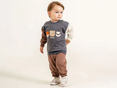 Toptan ÇITIR KİDS Hayvan Baskılı Erkek Bebe Takım - Toptan Çocuk Giyim Beniz Kids
