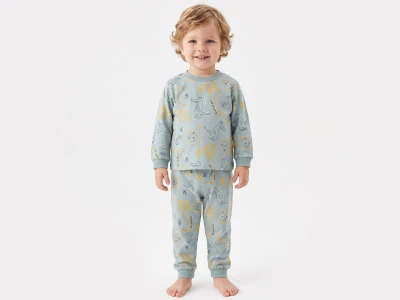 Toptan İSOBEL Hayvan Desenli Erkek Bebe Pijama Takım - Toptan Çocuk Giyim Beniz Kids