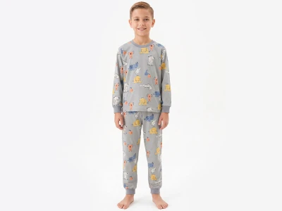 Toptan İSOBEL Hayvan Desenli Erkek Pijama Takım  - Toptan Çocuk Giyim Beniz Kids