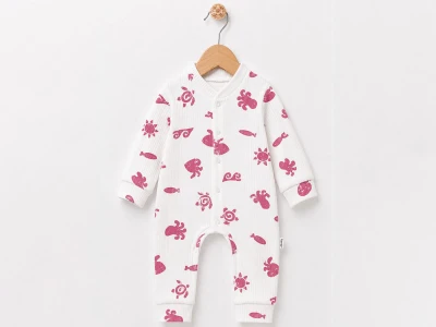 Toptan SÜPERMİNİ  Hayvan Desenli Unisex Bebe Tulum  - Toptan Çocuk Giyim Beniz Kids