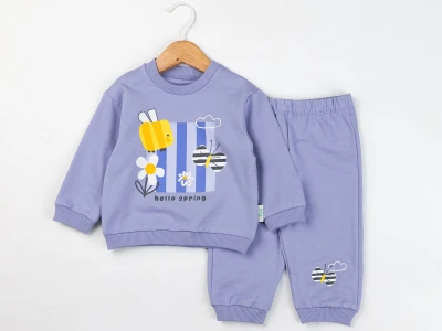 Toptan COMİX Hello Baskılı Kız Takım - Toptan Çocuk Giyim Beniz Kids