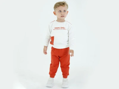 Toptan BICIR KİDS Hope Baskılı Cepli Erkek Takım  - Toptan Çocuk Giyim Beniz Kids