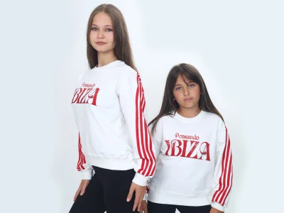 Toptan VIZVIZ İbiza Baskılı 2 İp Kız Sweat  BEYAZ - Beniz Bebe