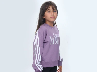 Toptan VIZVIZ İbiza Baskılı 2 İp Kız Sweat  LİLA - Beniz Bebe