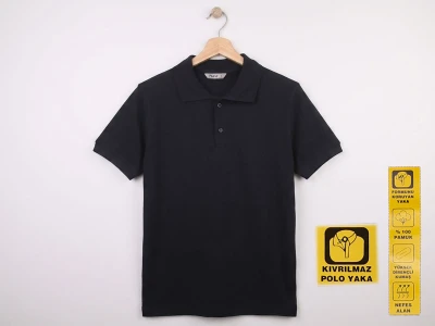 Toptan NZY İlkokul Boy Lacivert Renk Kıvrılmaz Yaka Okul Polo Yaka Lakos Tişört - Toptan Çocuk Giyim Beniz Kids