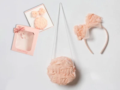 Toptan COCOSİSS İnci Askılı Kız Çanta Set PUDRA - Beniz Bebe