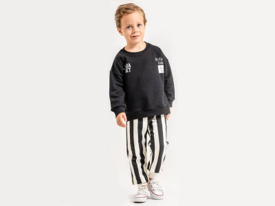 Toptan HARBY Island Baskılı 3 İp Şardonsuz Erkek Takım  - Toptan Çocuk Giyim Beniz Kids