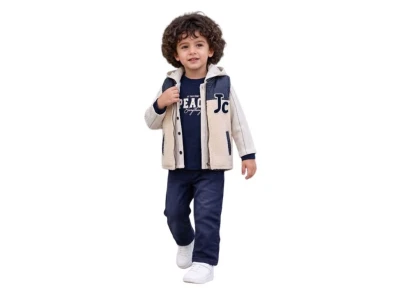 Toptan JUNİOR CLASS Jc Detay Yelikli 3'lü Erkek Takım - Toptan Çocuk Giyim Beniz Kids
