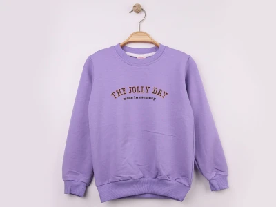 Toptan WENGE KİDS Jolly Baskılı Kız Sweat  LİLA - Beniz Bebe