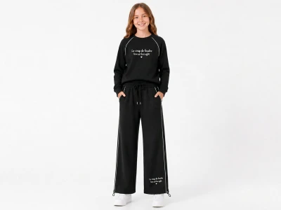 Toptan GİYDROP Love Baskılı Stoperli Oysho Kız Takım - Toptan Çocuk Giyim Beniz Kids