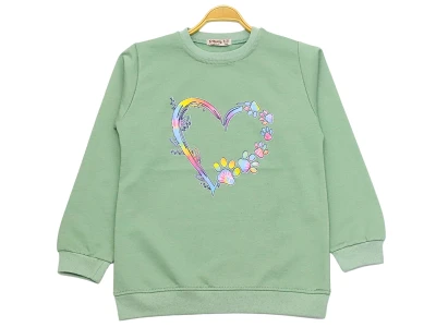 Toptan DIGIDIK KİDS Kalp Baskılı 2 İp Kız Sweat  - Toptan Çocuk Giyim Beniz Kids