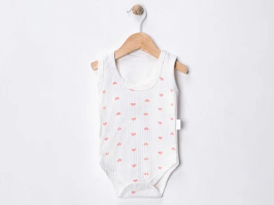 Kalp Baskılı Bebe Çıtçıtlı Badi