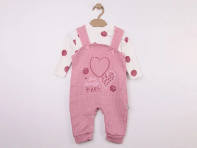 Toptan FEELY KİDS Kalp Baskılı Kız Bebe Tulum  PEMBE - Beniz Bebe