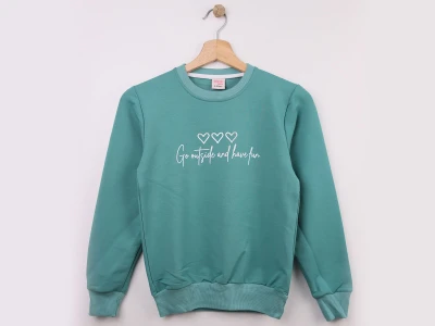 Toptan WENGE KİDS Kalp Baskılı Kız Sweat  - Toptan Çocuk Giyim Beniz Kids