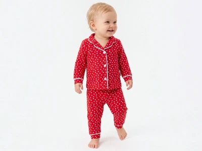 Toptan DOLAŞ Kalp Desenli Kız Bebe Pijama Takım - Toptan Çocuk Giyim Beniz Kids