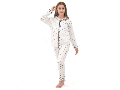 Kalp Desenli Kız Pijama Takım