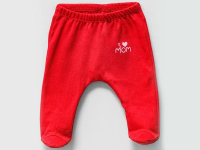 Toptan BAM-BİNO Kalp Desenli & Mom Baskılı Kız Bebe Tek Alt  - Toptan Çocuk Giyim Beniz Kids