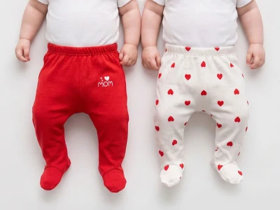 Toptan BOM-BİBO Kalp Desenli & Mom Baskılı Kız Bebe Tek Alt  - Toptan Çocuk Giyim Beniz Kids