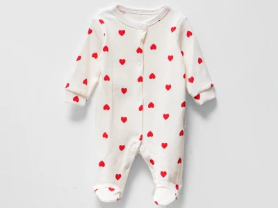 Toptan BAM-BİNO Kalp Desenli & Mom Baskılı Kız Bebe Tulum - Toptan Çocuk Giyim Beniz Kids