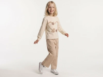 Toptan CARİNO Kalp Detay Kız Çocuk Takım - Toptan Çocuk Giyim Beniz Kids
