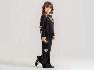 Toptan ALPİDS Kalp Detaylı Oysho Kız Takım - Toptan Çocuk Giyim Beniz Kids