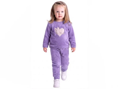 Toptan LİZARD Kalp Nakışlı Well Soft Peluş Kız Takım  - Toptan Çocuk Giyim Beniz Kids